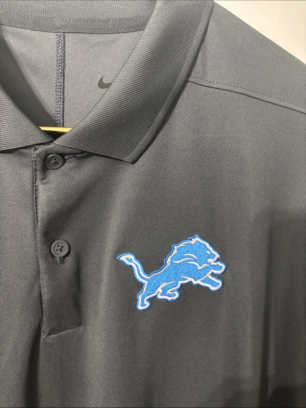 Nike Black Polo with Blue Detroit Lions Logo - Picture 4 of 7